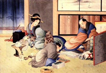  Hokusai Pintura al %C3%B3leo - un comerciante que compone la cuenta Katsushika Hokusai Ukiyoe